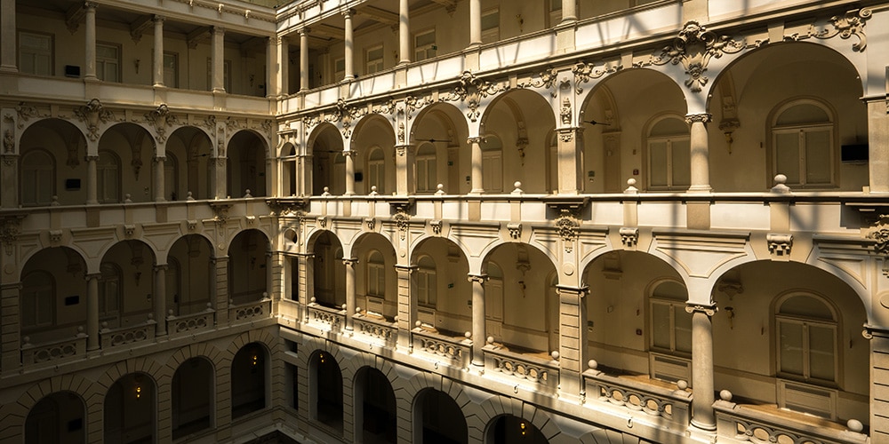Inner courtyard of Boscolo Budapest Hotel, Autograph Collection