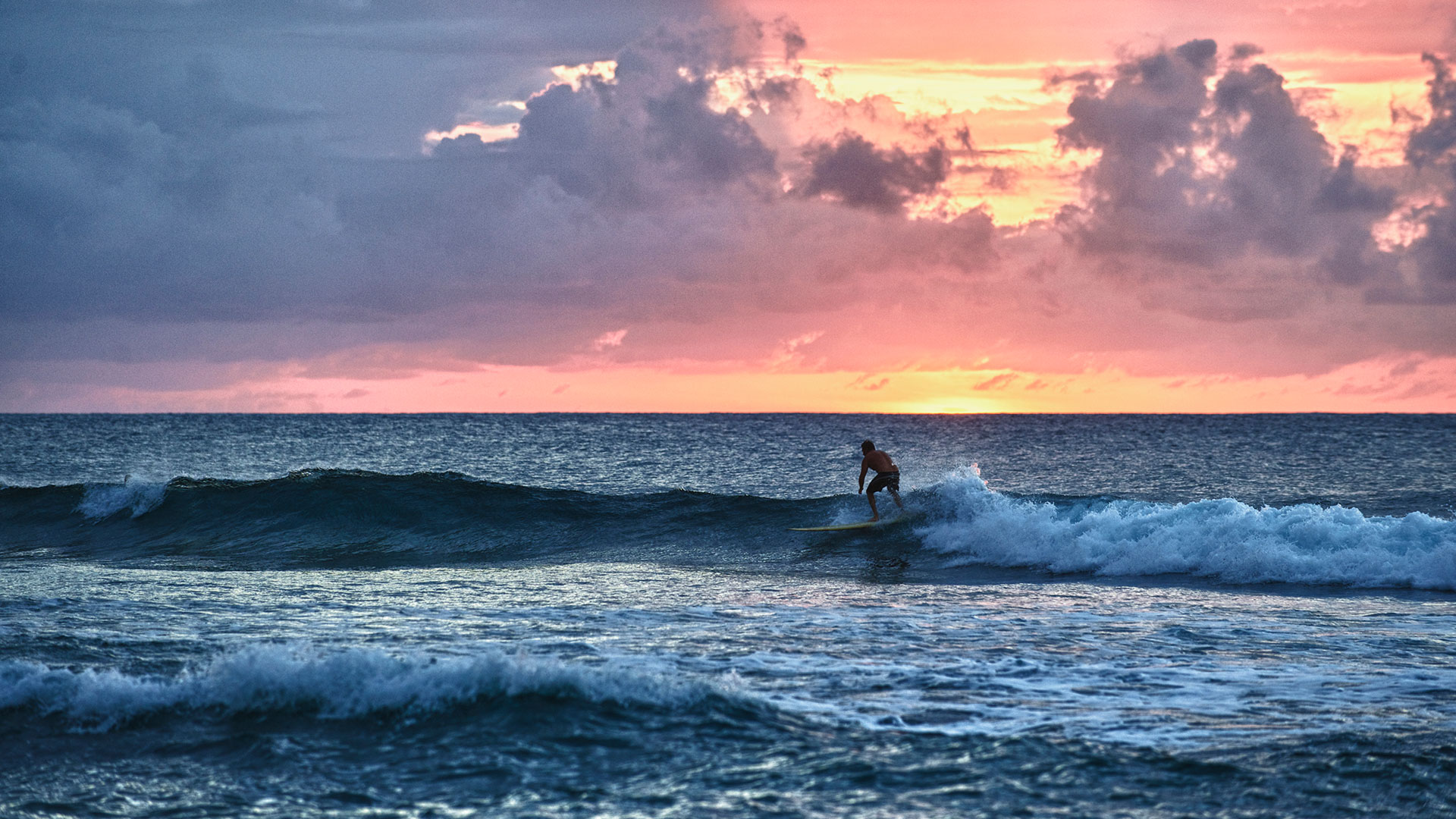 Surfeando en las olas de la costa oeste