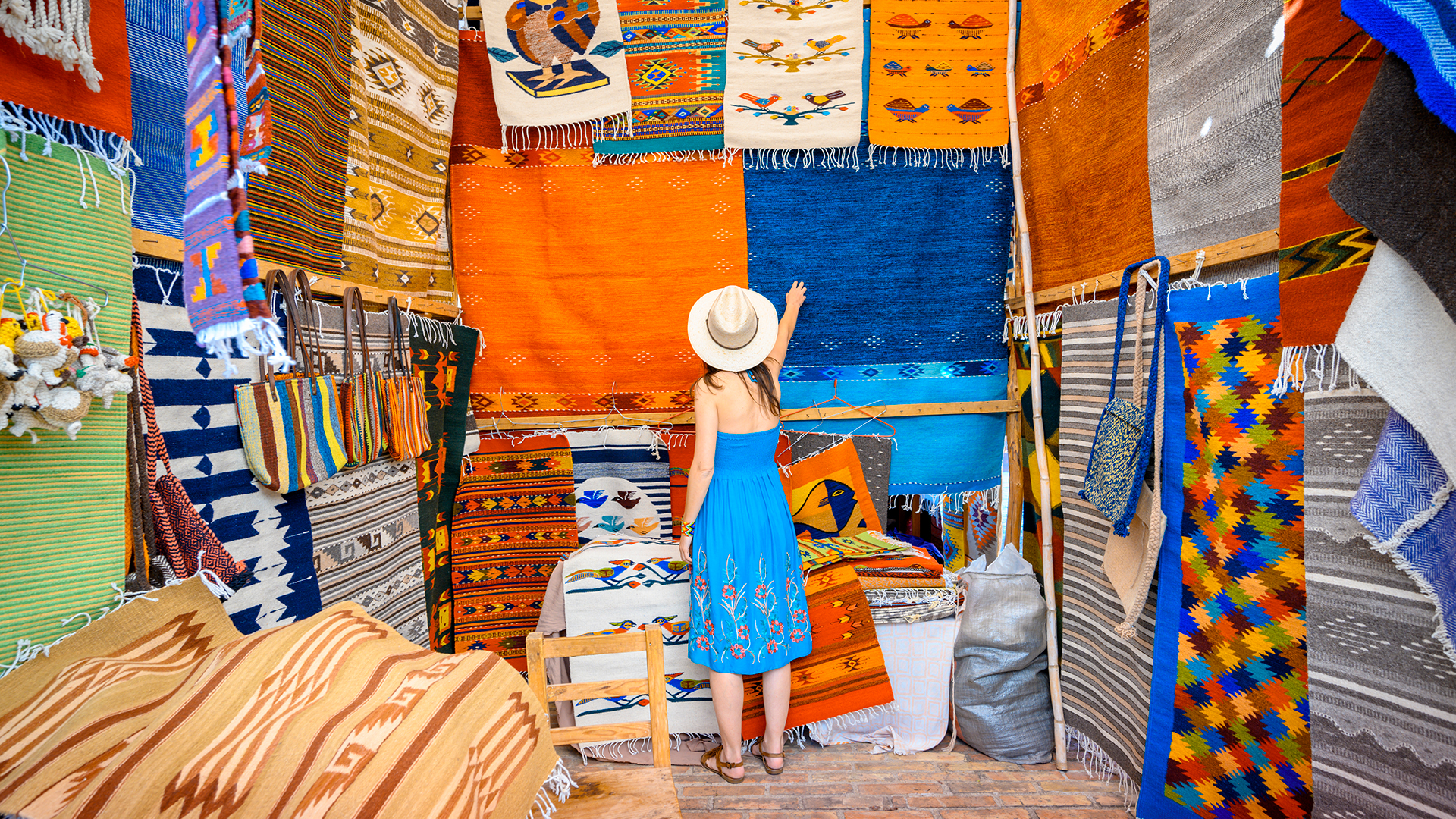 Textiles artesanales en el mercado de Oaxaca