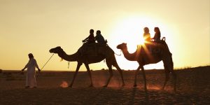 UAE family camel trekking dubai