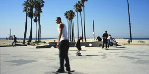 santa monica beach skateboarding