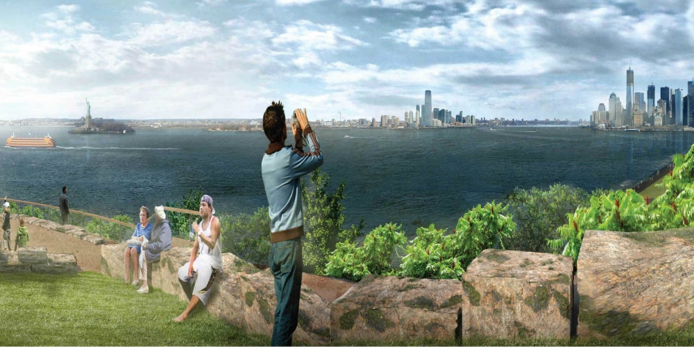 Outlook Hill is the highest point on the island and has panoramic views of the Manhattan, Jersey City and Brooklyn skylines. (Photo: Governors Island)