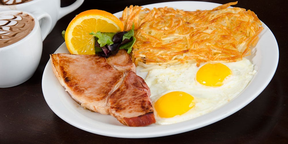 Ham 2 eggs and hashbrowns at Central Grill and Coffee House in Old Town Albuquerque