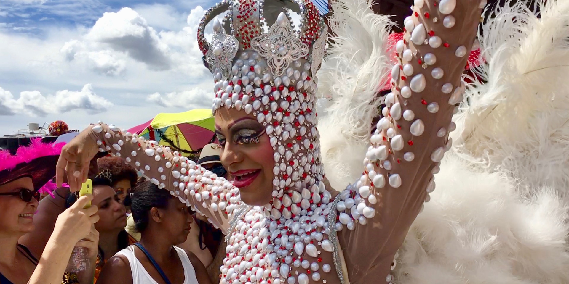 LGBT Puerto Rico: reveler in drag.