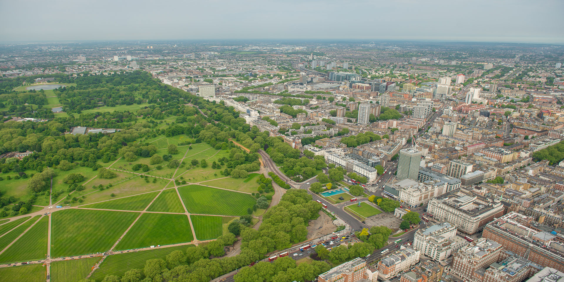 Hyde Park (Photo: Jason Hawkes). aerial photography london. 
