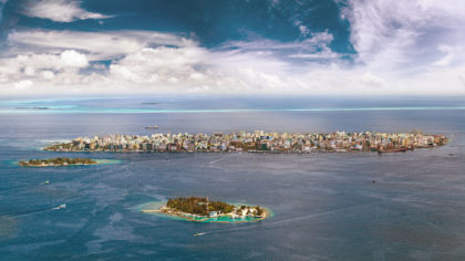 Aerial view of Male, the capital of the Maldives.