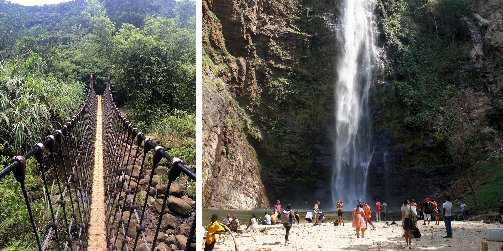 Foot Bridge in Taiwan and Wli Falls in Ghana