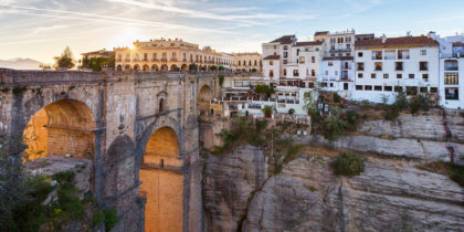 bridge connecting sides of steep gorge in ronda spain