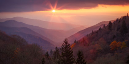 great smoky mountains at sunrise