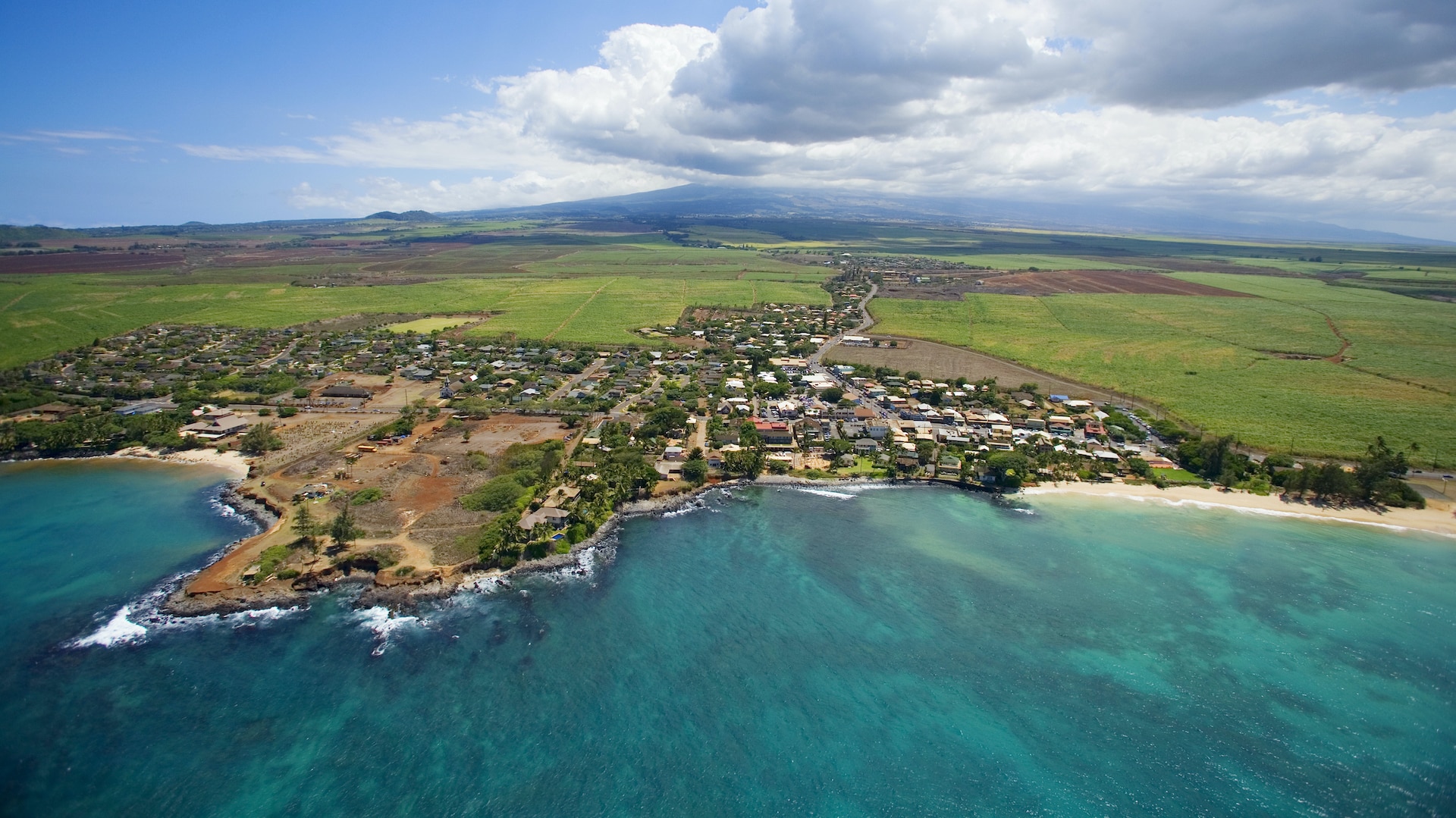 Aerial shot of Paia, Maui