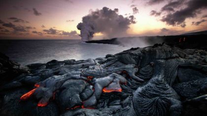 lava flow by water