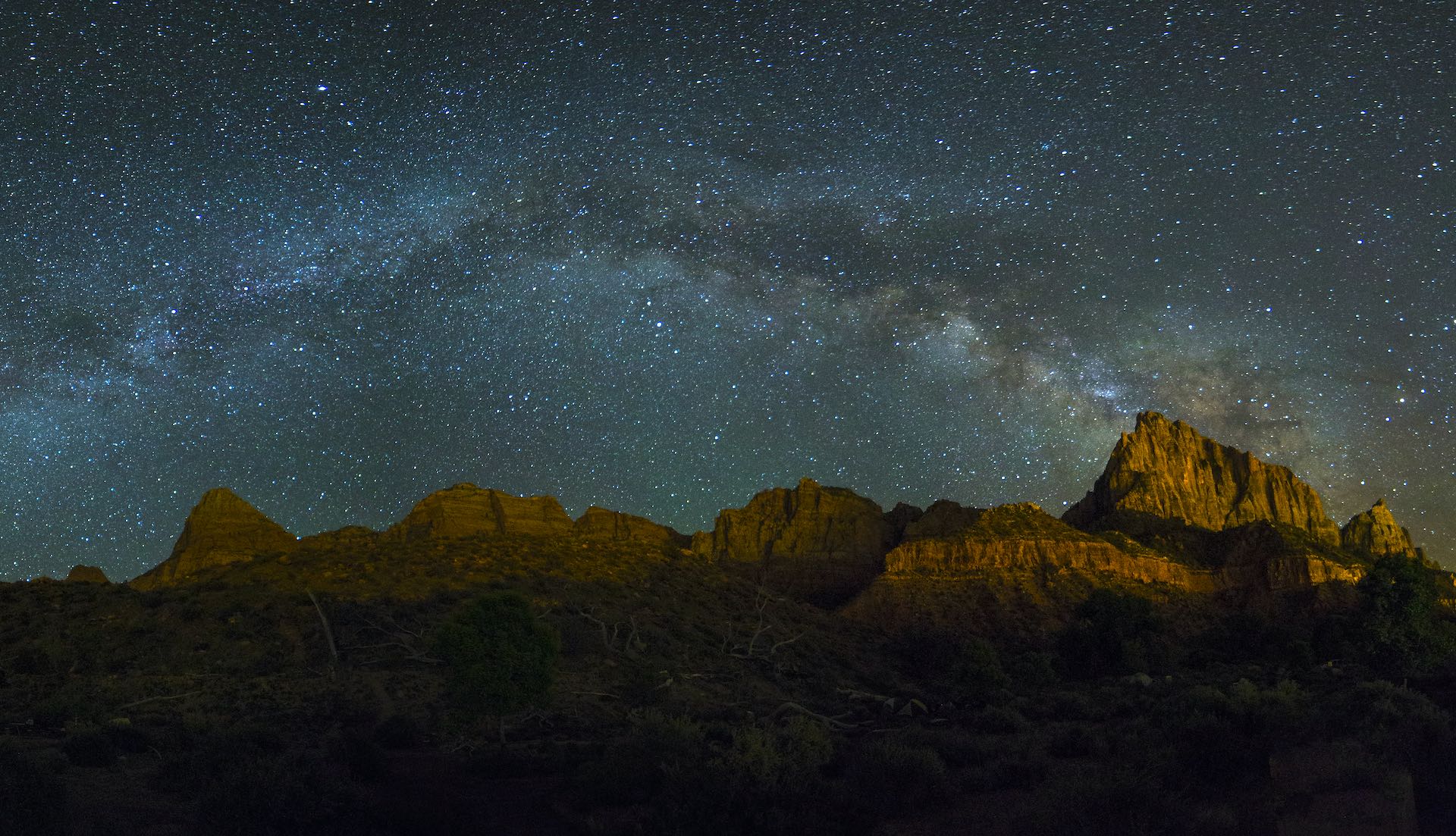 sterrenhemel in het nationale park van Zion