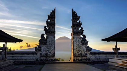 Lempuyang Temple and Gates of Heaven at sunset