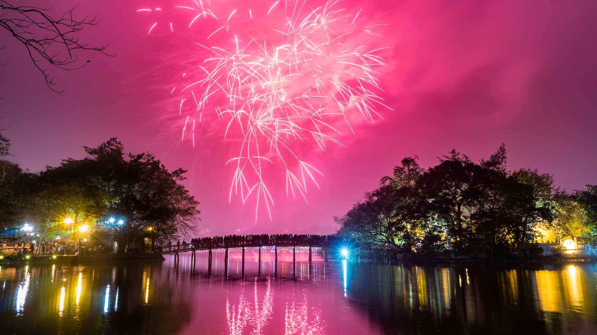 Fireworks light up the night in Vietnam