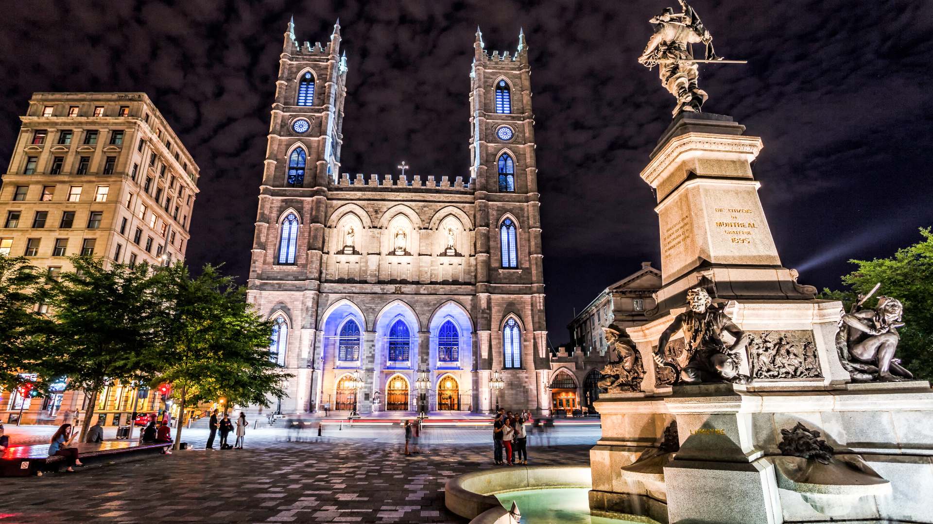 montreal cathedral at night