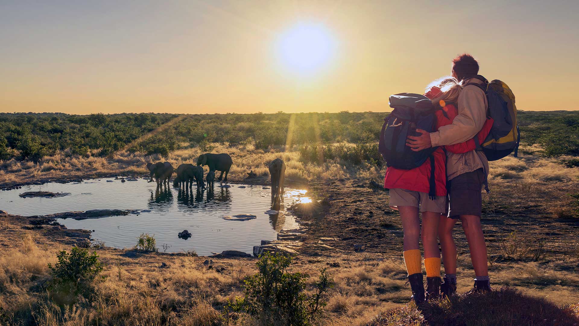 couple on elephant safari