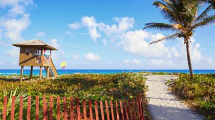 sandy path and lifeguard stand in Delray Beach Florida