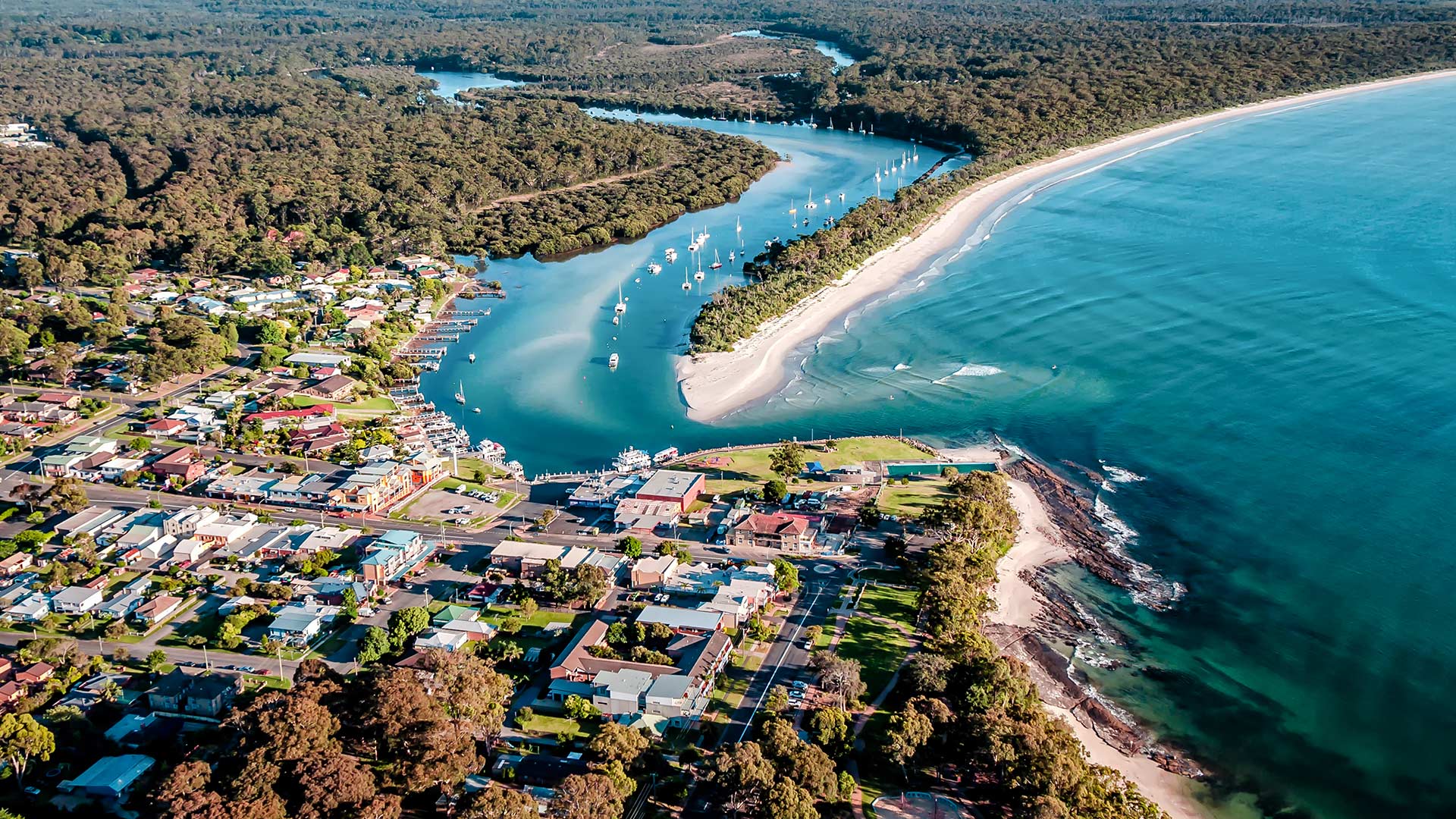 aerial view of jervis bay australia