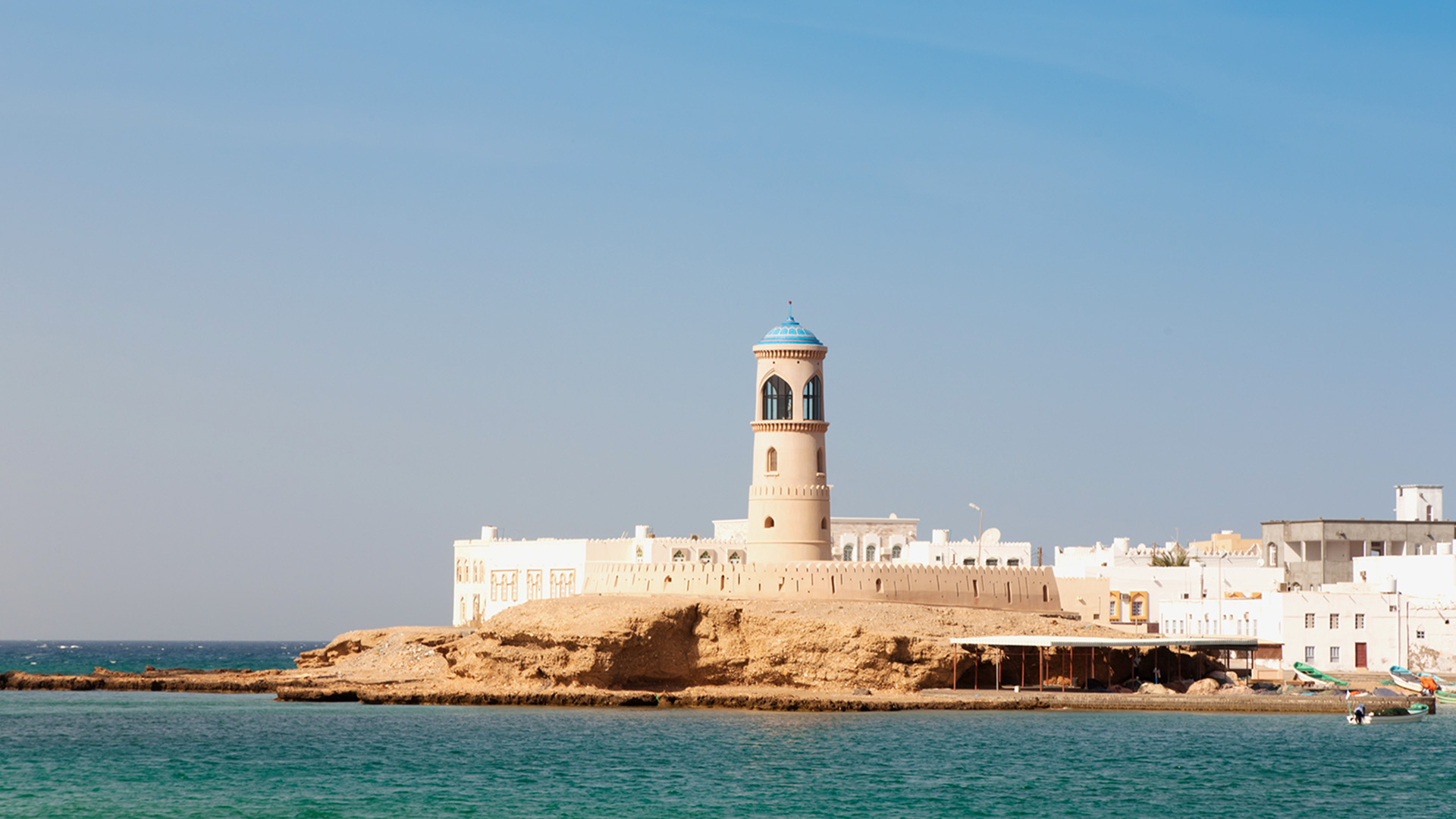 Lighthouse by the sea in Sur, Oman.