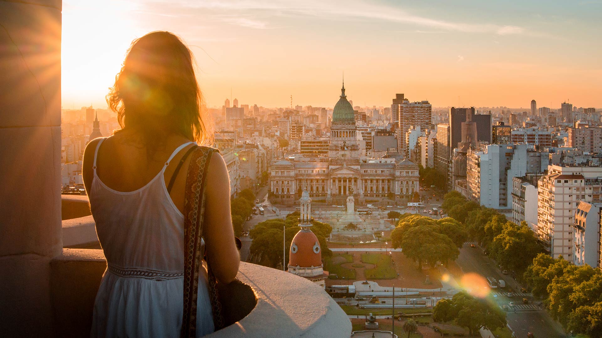 woman overlooking buenos aires argentina