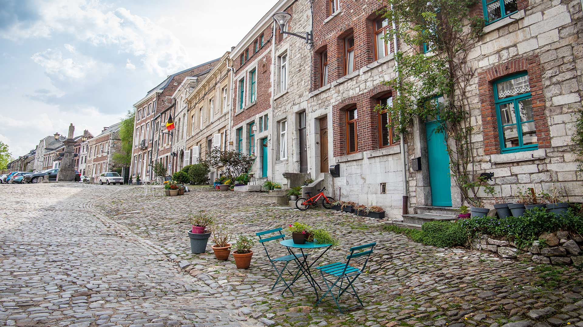 cobblestone street in belgium