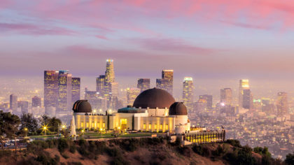 griffith park observatory at night