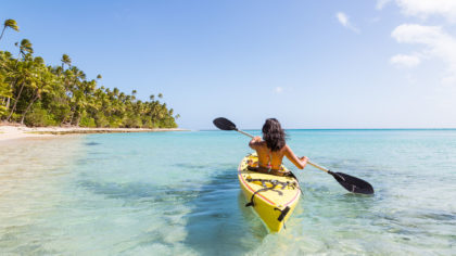 woman kayaking in fiji