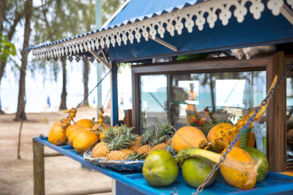 fruit stand on beach