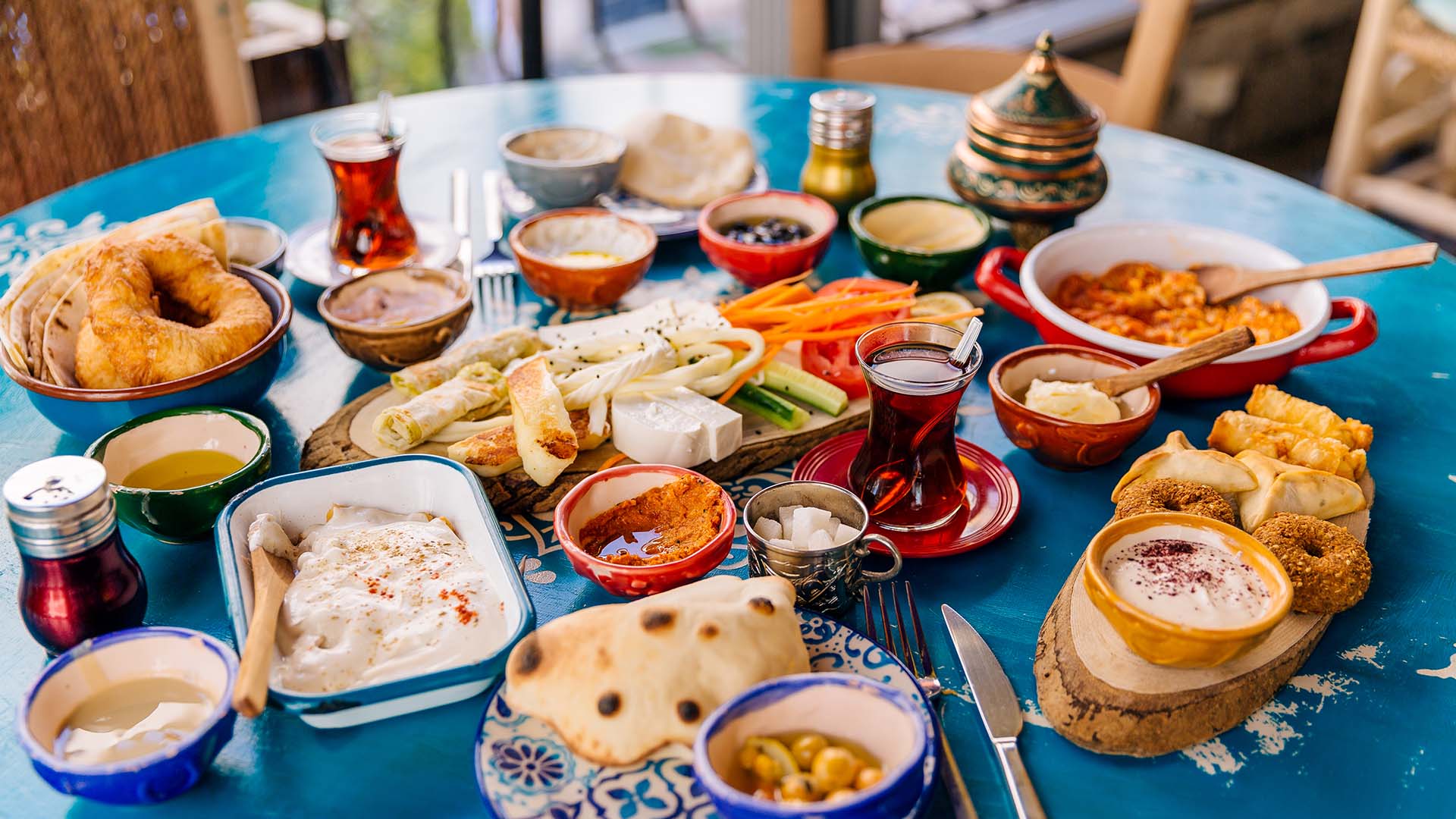 table of turkish breakfast foods