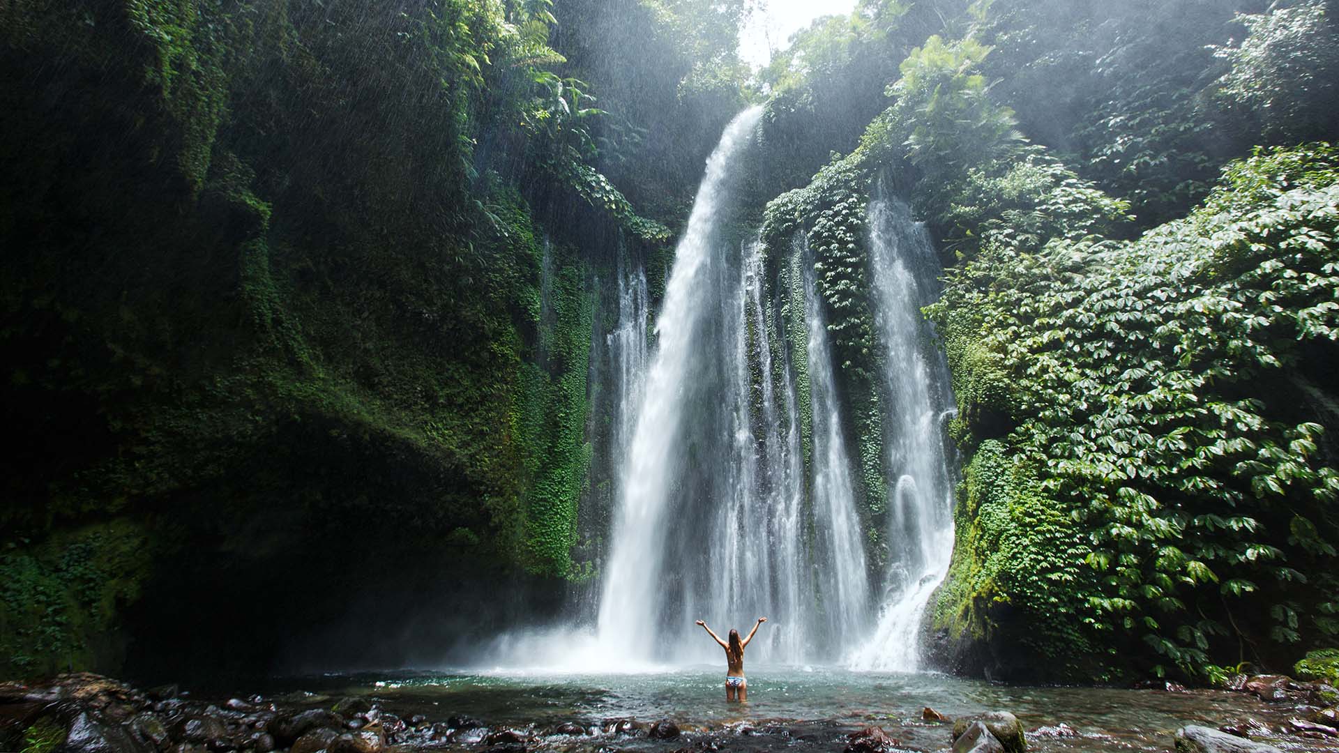 Large waterfall in Lombok, Indonesia