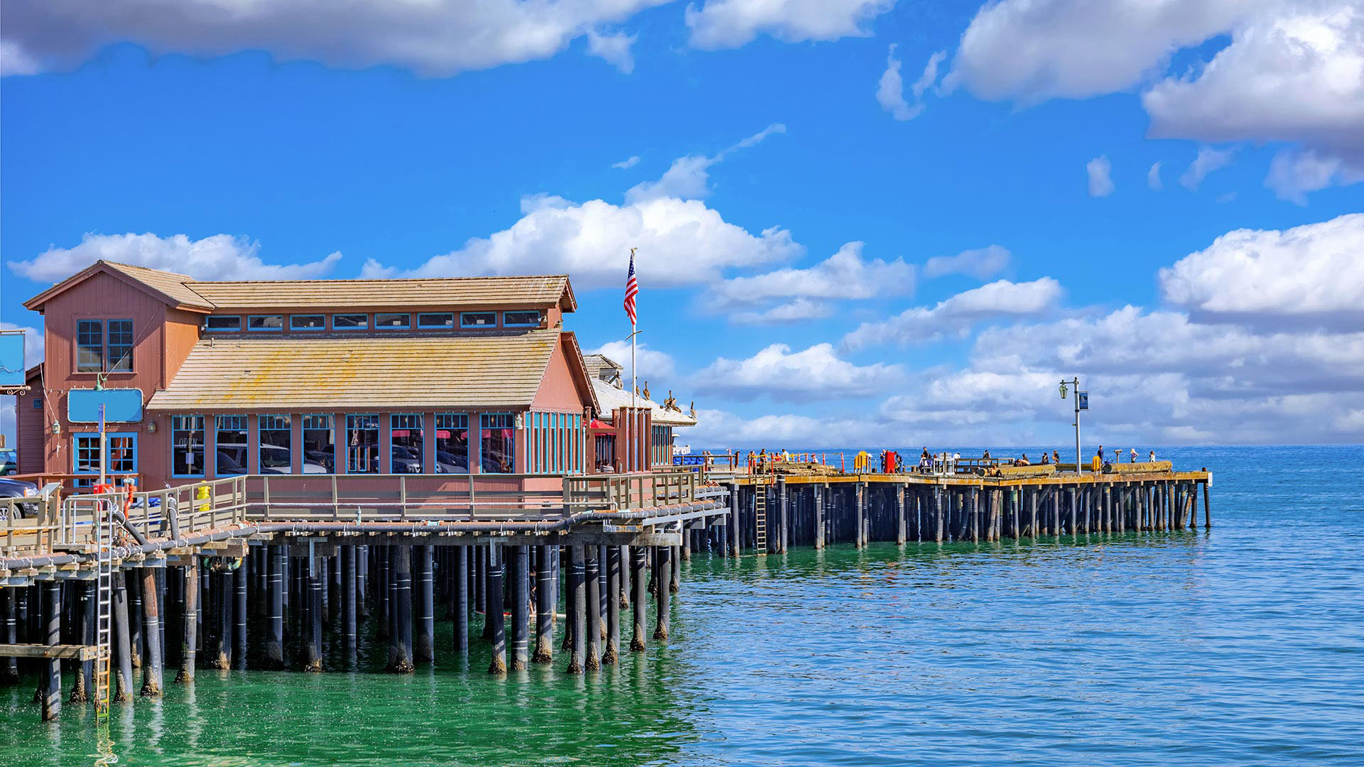 Pier at Stearns Wharf on a sunny day.