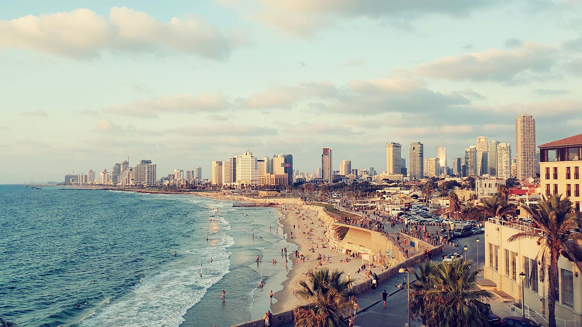 Tel Aviv skyline and shoreline.