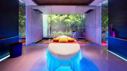 Away Spa treatment room with LED lights at W Bali - Seminyak