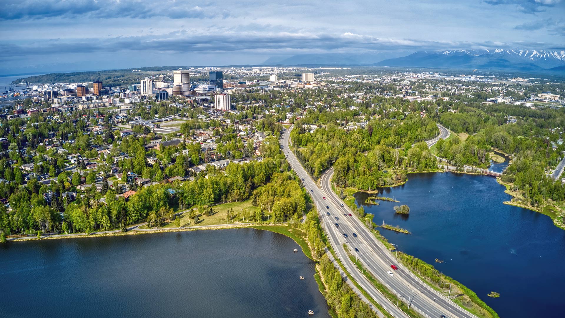 Aerial view of downtown Anchorage