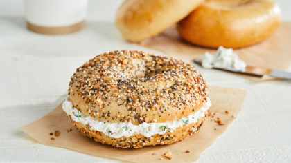 Everything bagel with scallion cream cheese