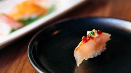 Piece of sashimi on a plate