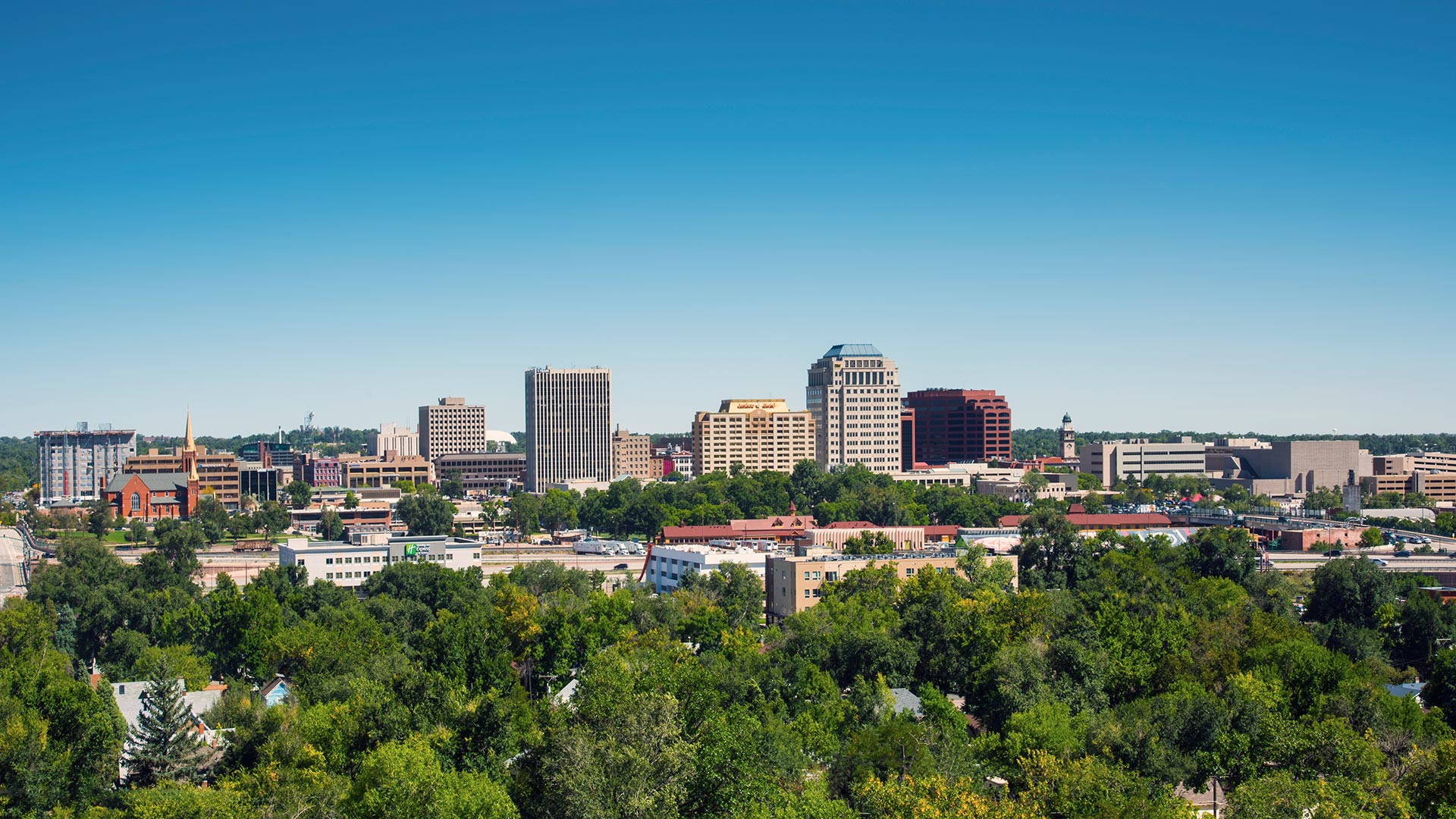 Downtown Colorado Springs skyline on a clear day