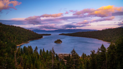 Emerald Bay in Lake Tahoe at sunset