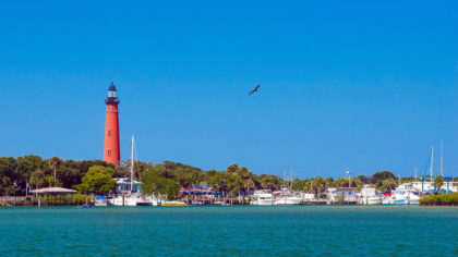Lighthouse at Ponce Inlet on a sunny day