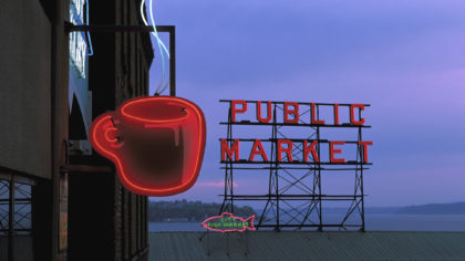 Sign and neons at Seattle's Public Market