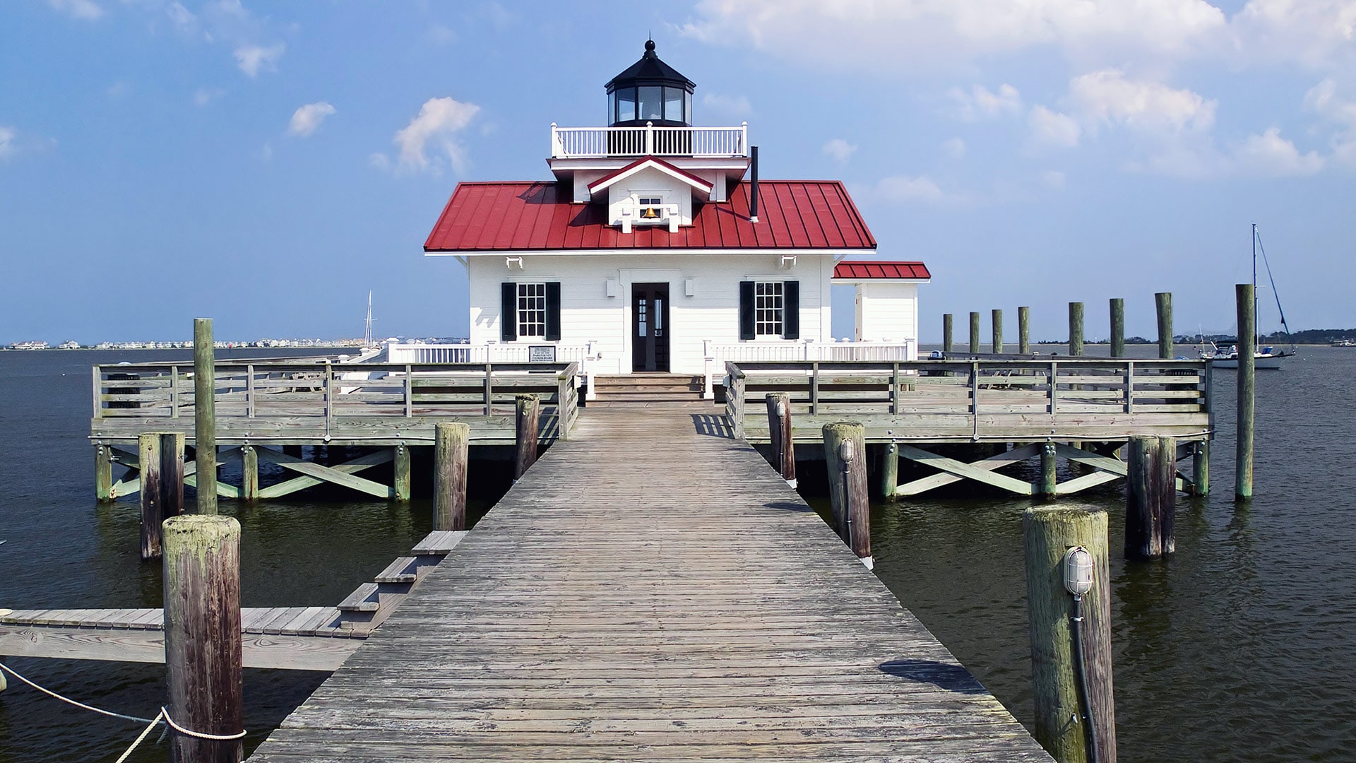 Roanoke Marshes Lighthouse during the day