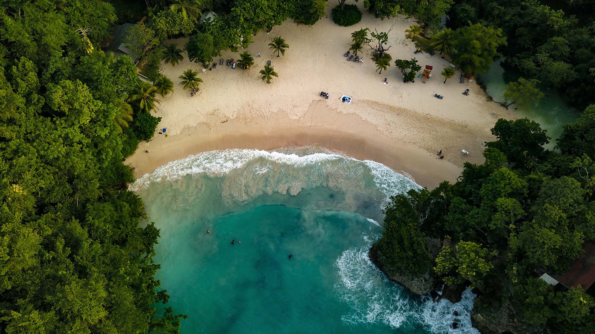 Aerial beach shot of Jamaica