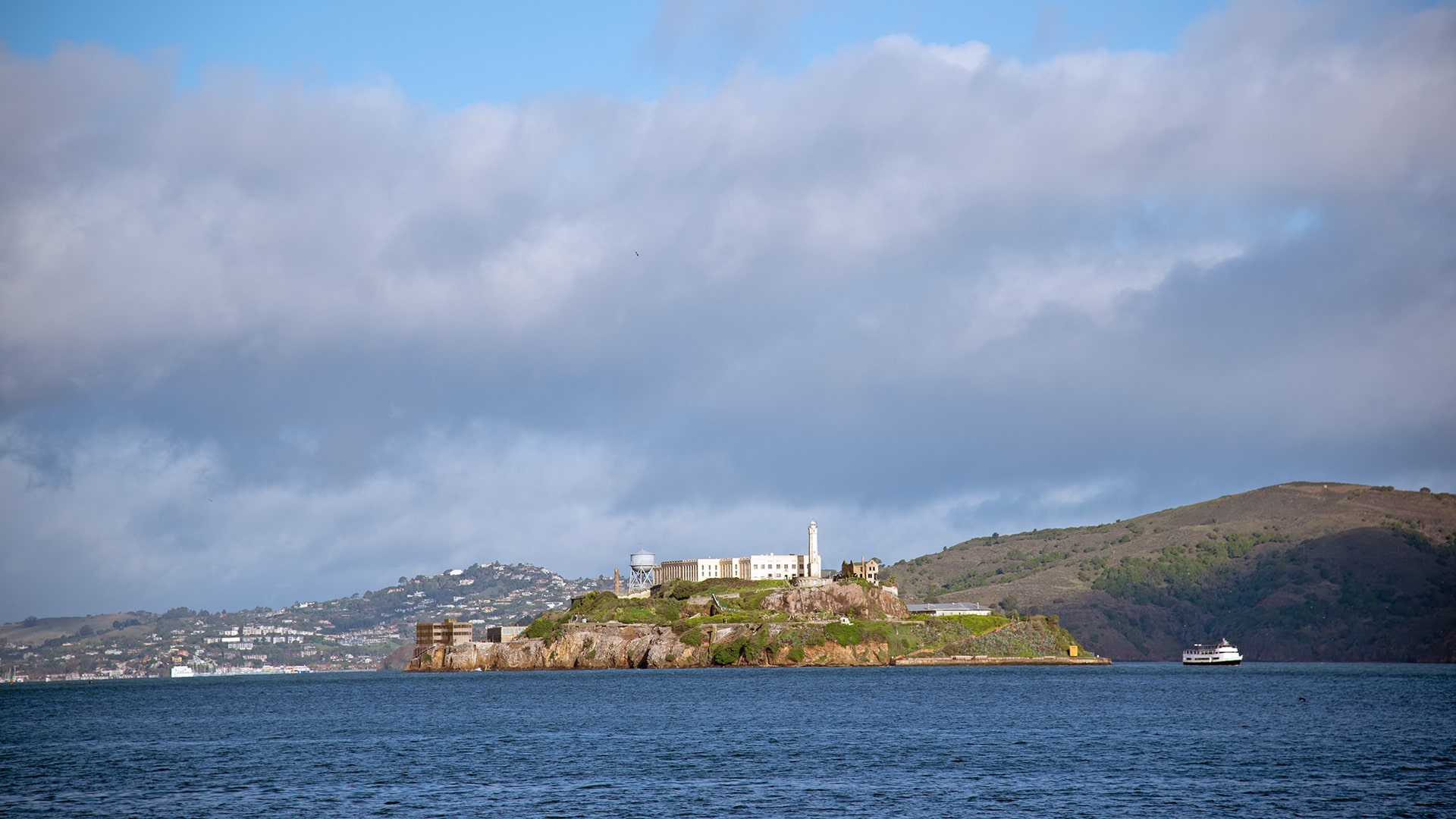 Alcatraz Island on a cloudy day