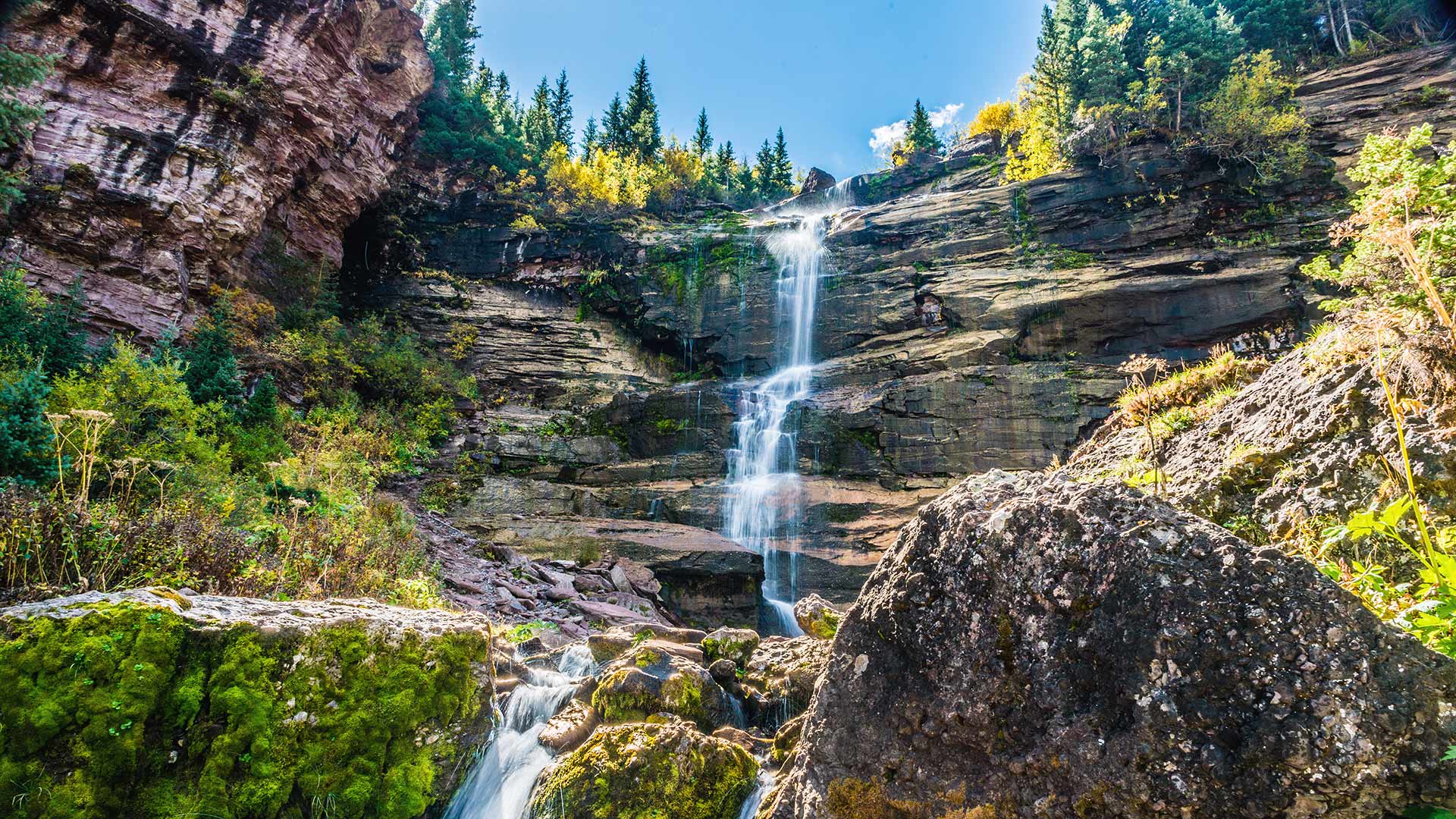 Bear Creek Falls in Colorado during the summer