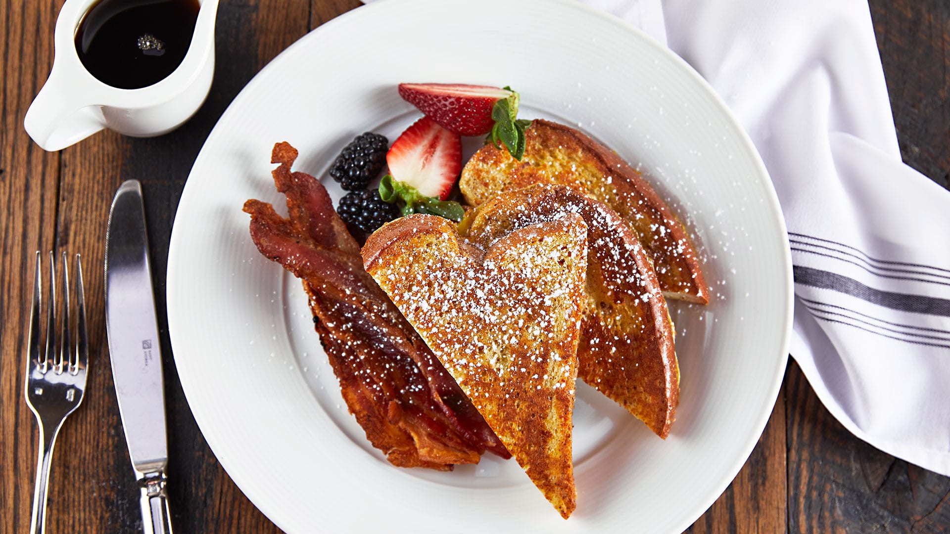 French toast with bacon and berries
