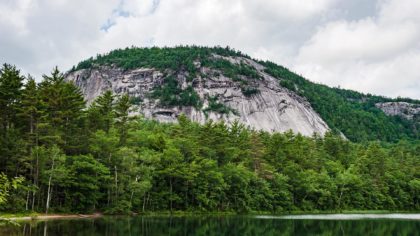 Cathedral Ledge and lake in New Hampshire
