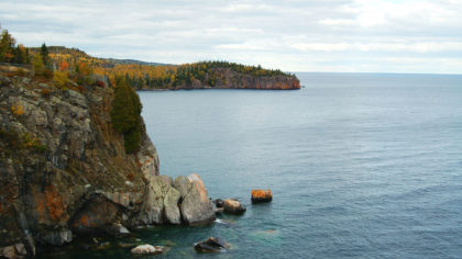 Cliffs in Lake Superior during the fall