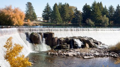 Waterfall and dam in Idaho Falls