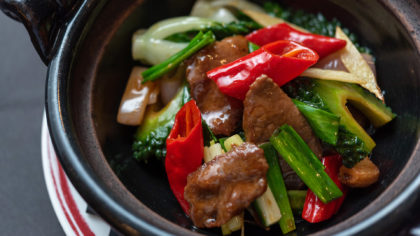 Chinese beef with peppers and vegetables