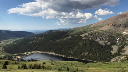 Hoosier Pass pond and mountains during summer